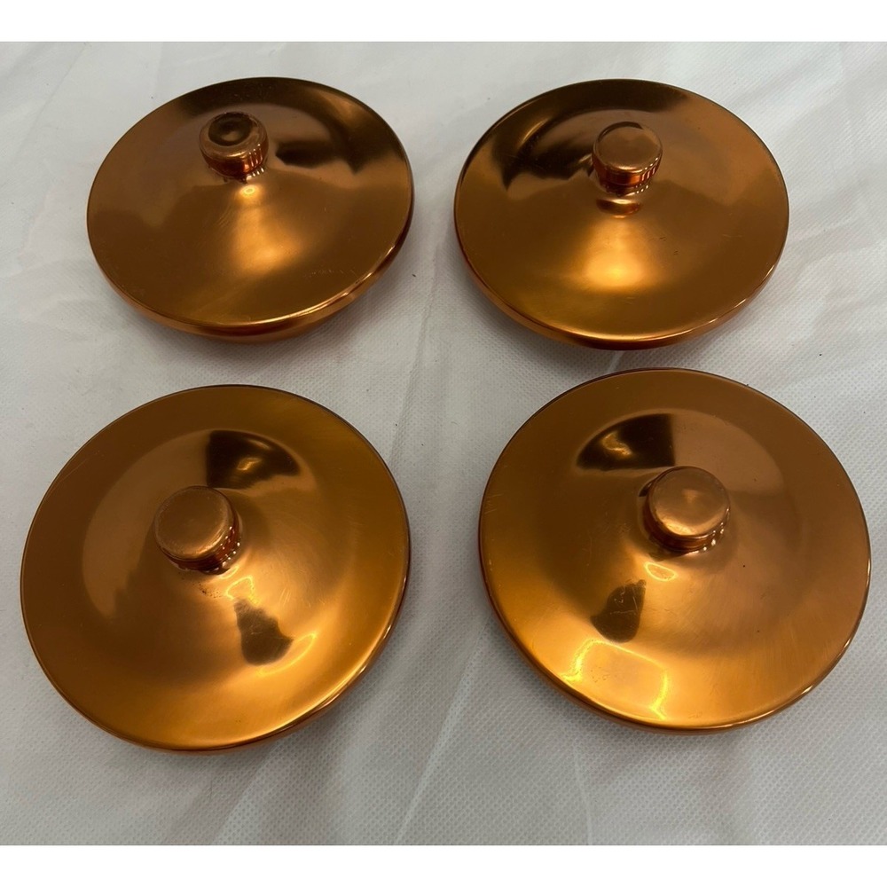 Vintage Spun Copper Bowls W Lids MCM Serving Dish Candy Trinket Cottage Farm